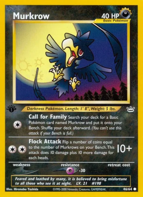 Murkrow #46/64 1st Edition Pokémon card from Neo Revelation