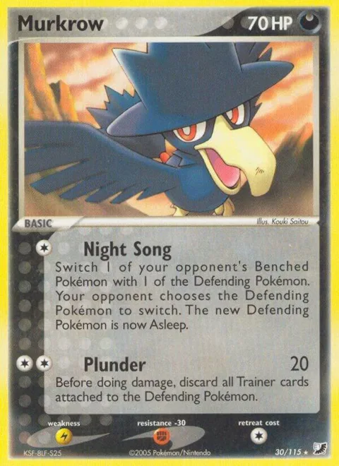 Murkrow #30/115 Reverse Holofoil Pokémon card from EX Unseen Forces