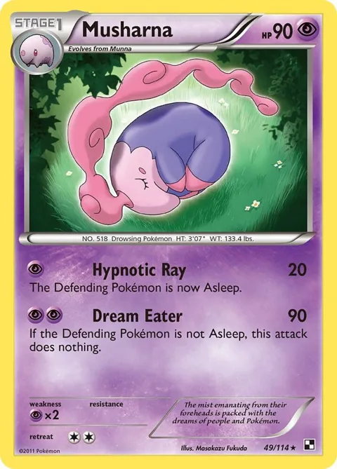 Musharna #49/114 Reverse Holofoil Pokémon card from Black and White
