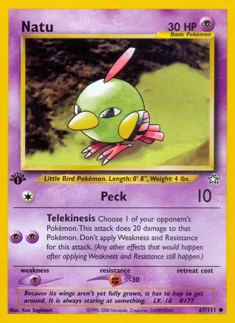 Natu #067/111 Unlimited Pokémon card from Neo Genesis