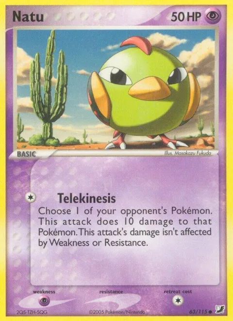 Natu #63/115 Reverse Holofoil Pokémon card from EX Unseen Forces