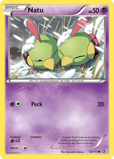 Natu #55/113 Pokémon card from Legendary Treasures