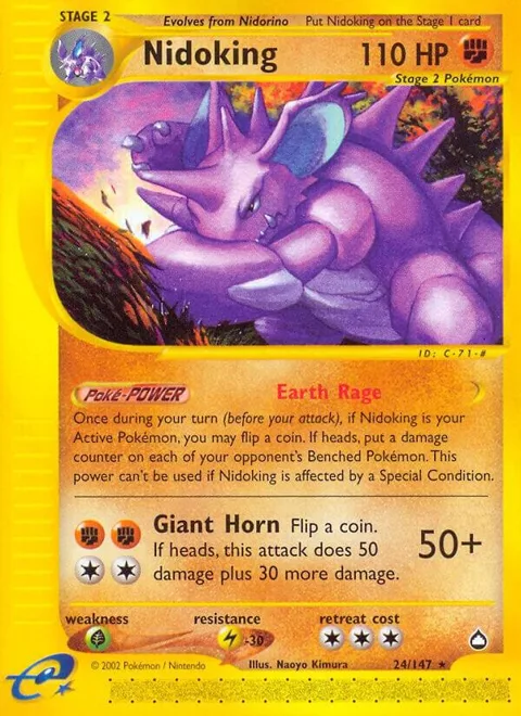 Nidoking 24 #024/147 Reverse Holofoil Pokémon card from Aquapolis