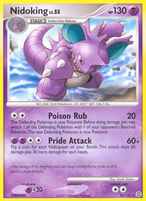 Nidoking #34/132 Pokémon card from Secret Wonders