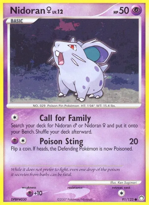 Nidoran F #91/123 Reverse Holofoil Pokémon card from Mysterious Treasures