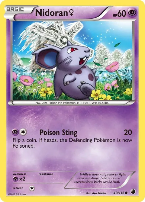 Nidoran F #40/116 Pokémon card from Plasma Freeze