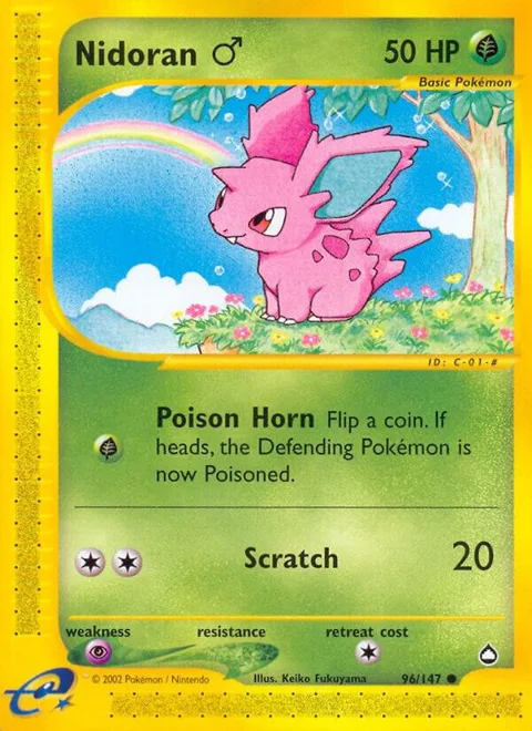 Nidoran M #096/147 Reverse Holofoil Pokémon card from Aquapolis