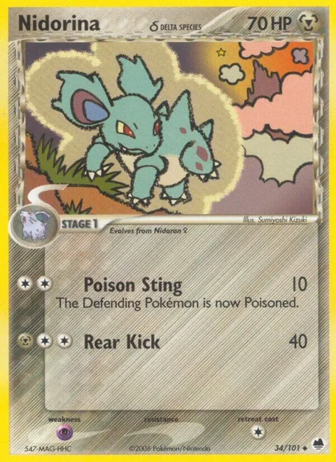 Nidorina Delta Species #34/101 Reverse Holofoil Pokémon card from EX Dragon Frontiers