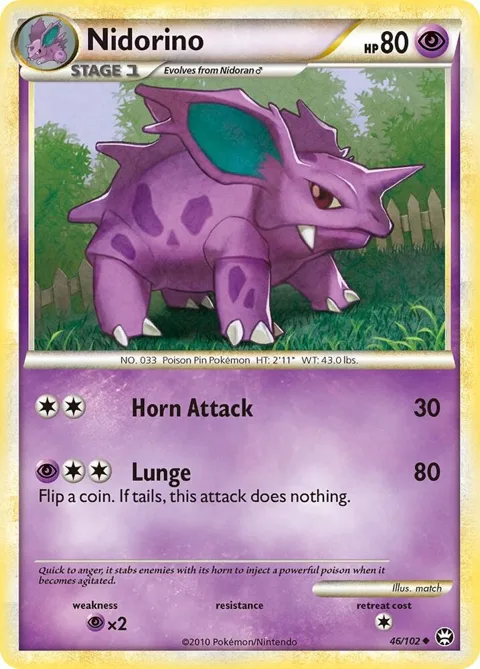 Nidorino #46/102 Reverse Holofoil Pokémon card from Triumphant