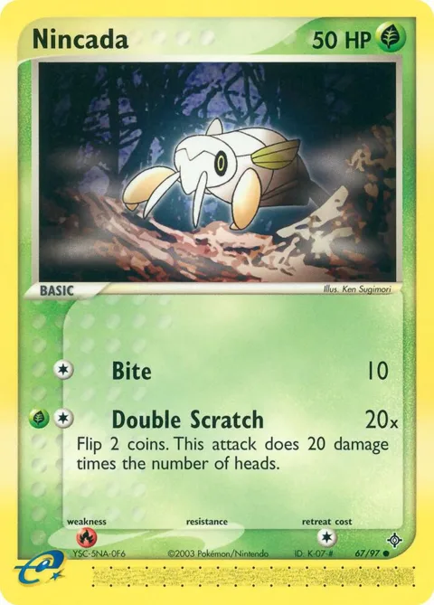 Nincada #67/97 Pokémon card from EX Dragon
