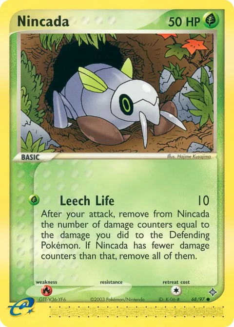Nincada #68/97 Pokémon card from EX Dragon