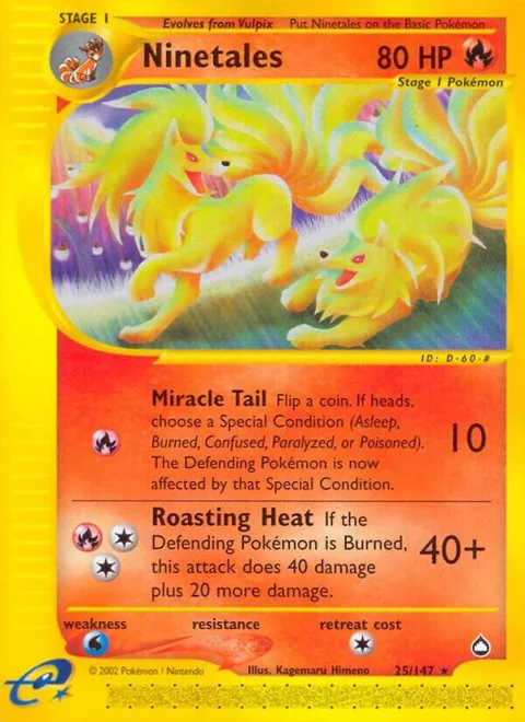Ninetales #025/147 Pokémon card from Aquapolis