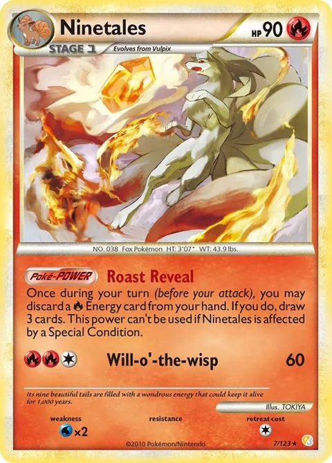 Ninetales #7/123 Reverse Holofoil Pokémon card from HeartGold SoulSilver