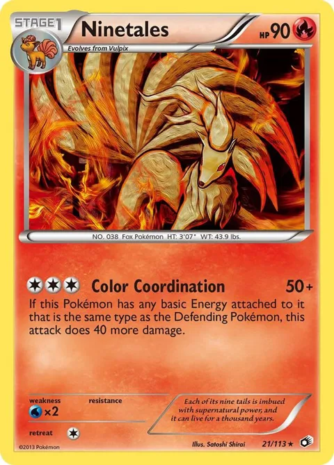 Ninetales #21/113 Pokémon card from Legendary Treasures