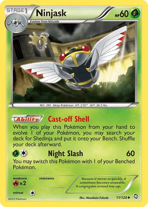 Ninjask #11/124 Reverse Holofoil Pokémon card from Dragons Exalted