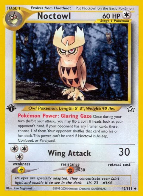 Noctowl #042/111 1st Edition Pokémon card from Neo Genesis