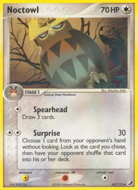 Noctowl #43/115 Reverse Holofoil Pokémon card from EX Unseen Forces