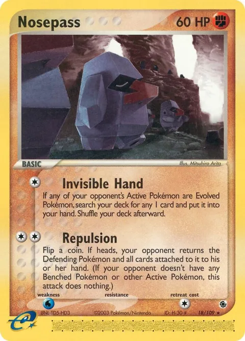 Nosepass #18/109 Pokémon card from EX Ruby and Sapphire