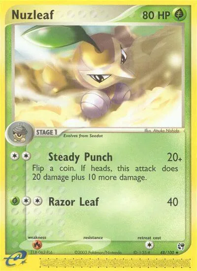 Nuzleaf #48/100 Pokémon card from EX Sandstorm