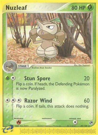 Nuzleaf #49/100 Reverse Holofoil Pokémon card from EX Sandstorm