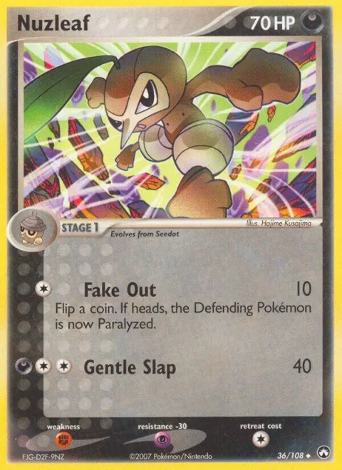 Nuzleaf #36/108 Reverse Holofoil Pokémon card from EX Power Keepers