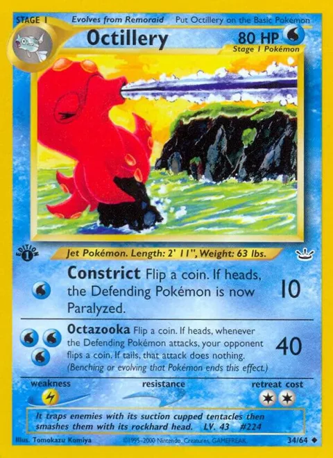 Octillery #34/64 1st Edition Pokémon card from Neo Revelation
