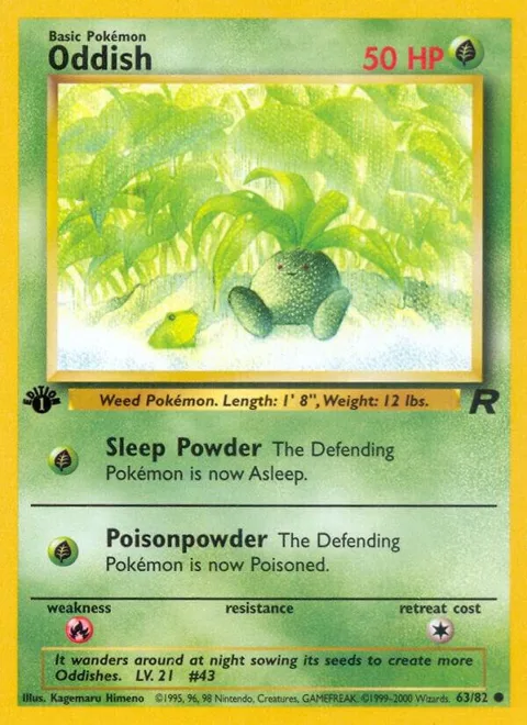 Oddish #63/82 1st Edition Pokémon card from Team Rocket
