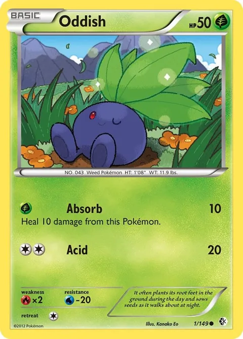 Oddish #1/149 Pokémon card from Boundaries Crossed