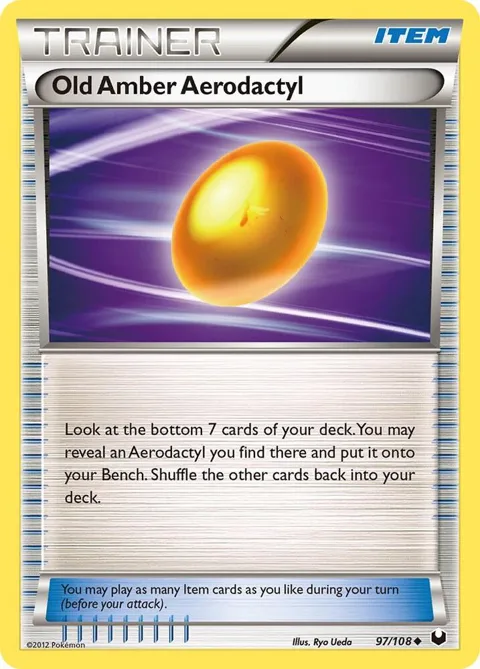 Old Amber Aerodactyl #97/108 Pokémon card from Dark Explorers