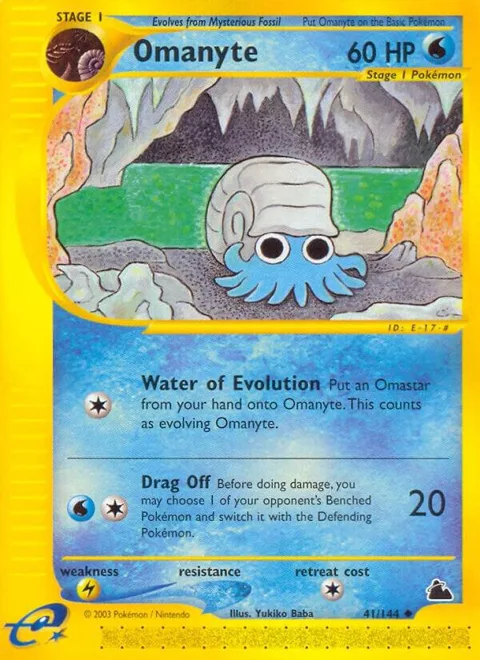 Omanyte #041/144 Pokémon card from Skyridge