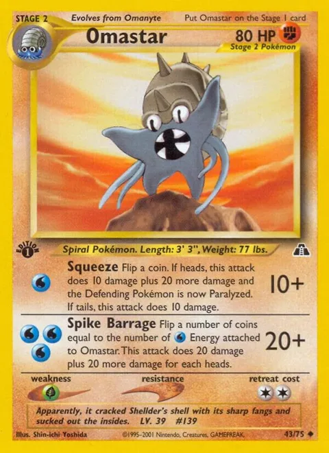Omastar #43/75 Unlimited Pokémon card from Neo Discovery