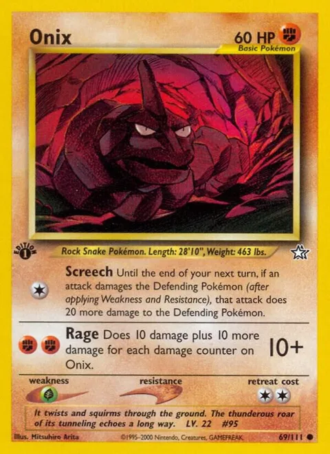 Onix #069/111 Unlimited Pokémon card from Neo Genesis