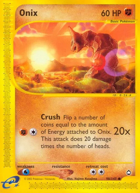 Onix #098/147 Pokémon card from Aquapolis