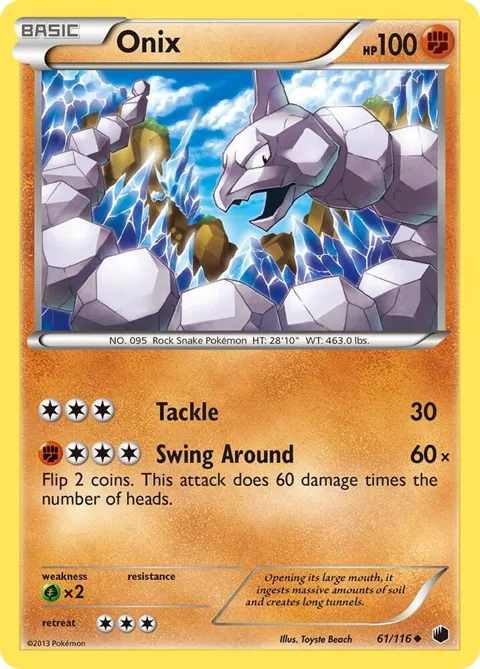 Onix #61/116 Reverse Holofoil Pokémon card from Plasma Freeze