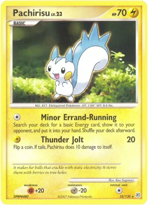 Pachirisu #35/130 Pokémon card from Diamond and Pearl