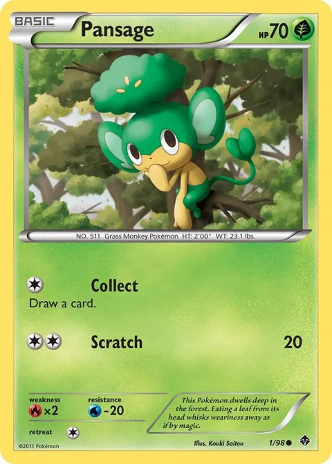 Pansage #1/98 Pokémon card from Emerging Powers