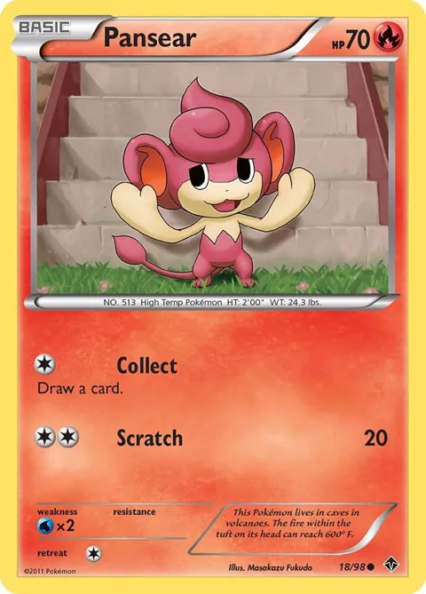 Pansear #18/98 Pokémon card from Emerging Powers
