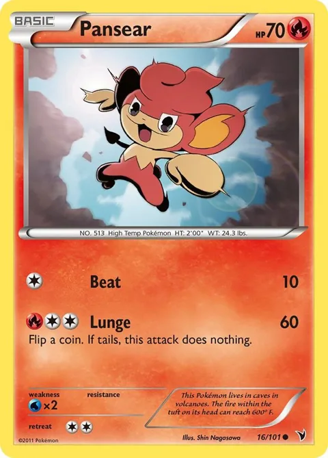 Pansear #16/101 Reverse Holofoil Pokémon card from Noble Victories