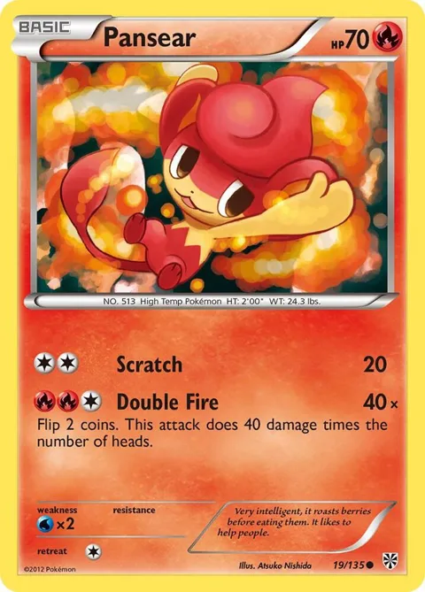 Pansear #19/135 Pokémon card from Plasma Storm
