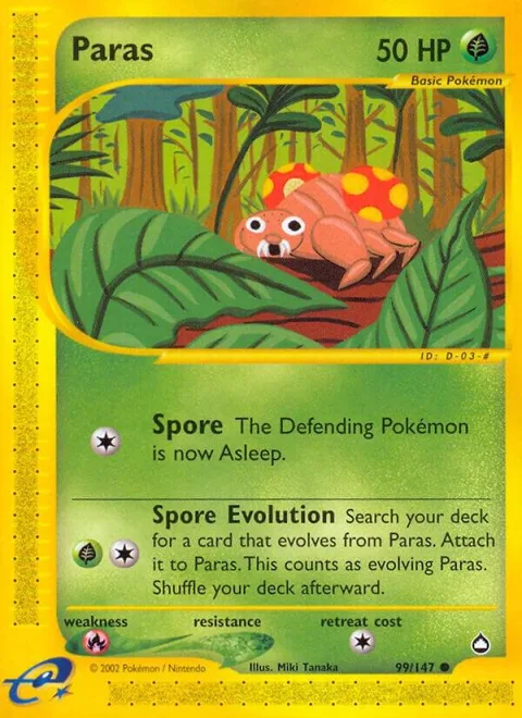 Paras #099/147 Pokémon card from Aquapolis
