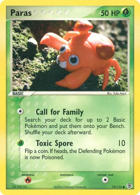 Paras #72/112 Pokémon card from EX FireRed & LeafGreen