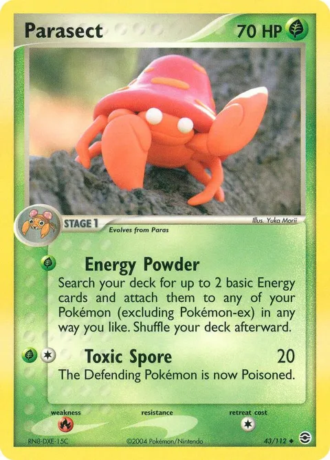 Parasect #43/112 Pokémon card from EX FireRed & LeafGreen