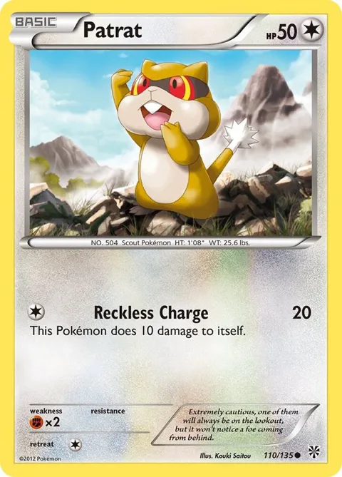 Patrat 110 #110/135 Reverse Holofoil Pokémon card from Plasma Storm
