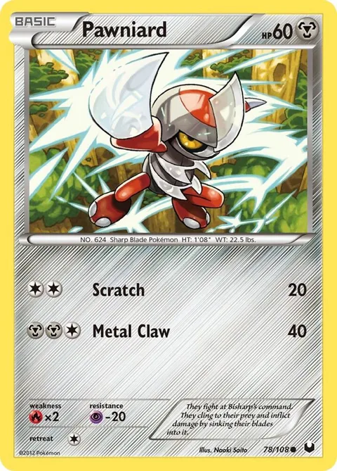 Pawniard #78/108 Pokémon card from Dark Explorers