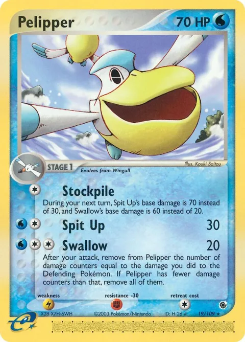 Pelipper #19/109 Reverse Holofoil Pokémon card from EX Ruby and Sapphire