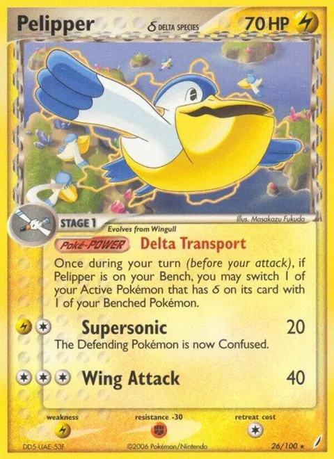 Pelipper Delta Species #26/100 Pokémon card from EX Crystal Guardians