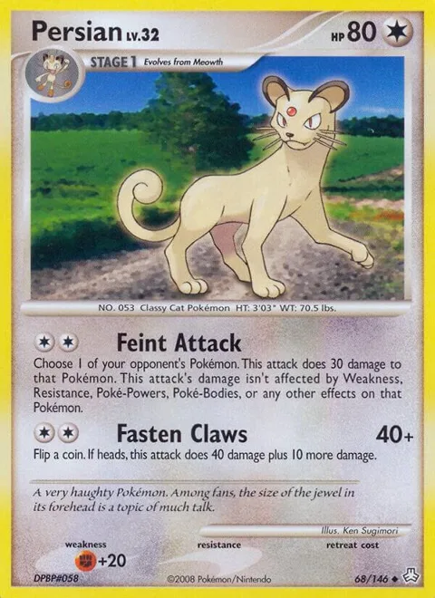 Persian #68/146 Reverse Holofoil Pokémon card from Legends Awakened