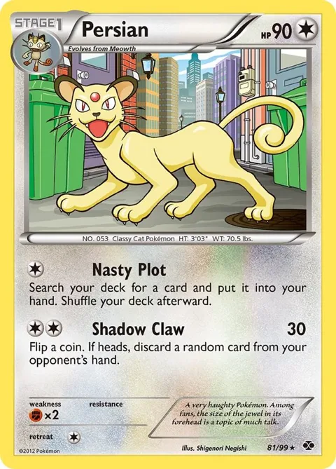 Persian #81/99 Reverse Holofoil Pokémon card from Next Destinies