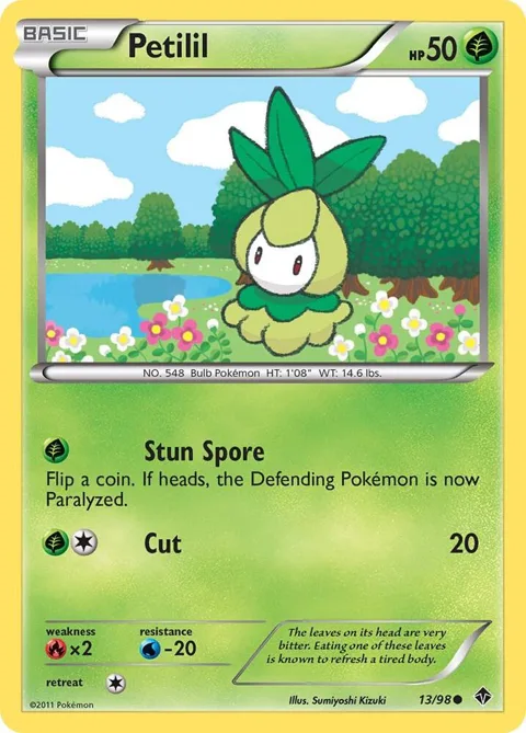 Petilil #13/98 Reverse Holofoil Pokémon card from Emerging Powers