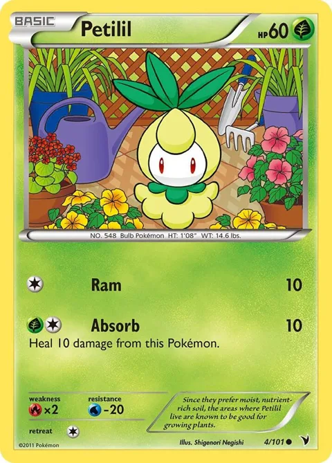 Petilil #4/101 Reverse Holofoil Pokémon card from Noble Victories